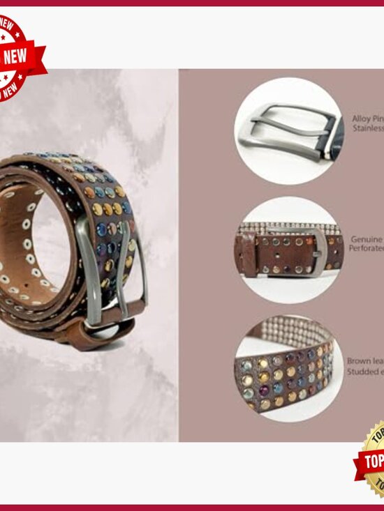 Studded Genuine Leather Belt – Adjustable Rock Style Unisex main image 6